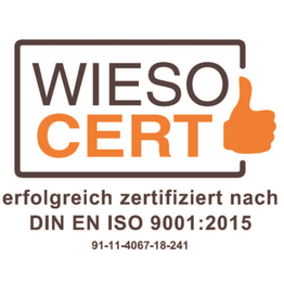 Das Wieso Cert-Siegel zeigt zusammen mit dem Daumen hoch-Symbol an, dass die LWL-Klinik Herten regelmäßig erfolgreich geprüft und bewertet wird.