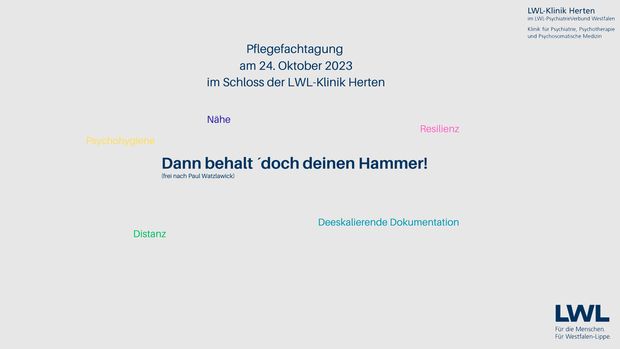 Plakat mit Veranstaltungstitel "Dann behalt' doch deinen Hammer!" und Angaben zur Veranstaltung