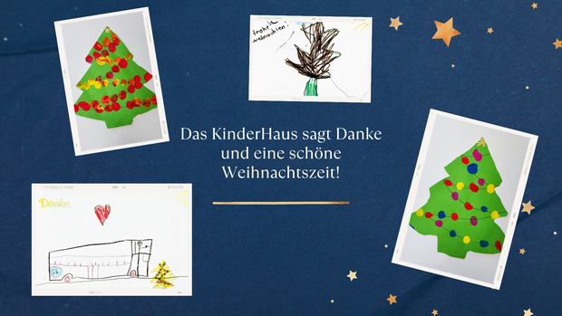 Collage mit selbstgemalten Bildern von Kindern